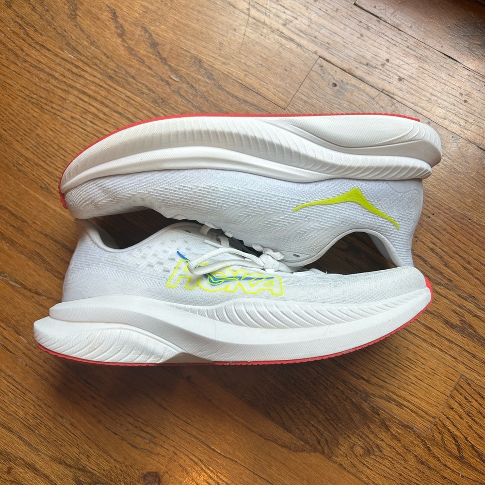 Hoka White and Yellow Athletic Shoes